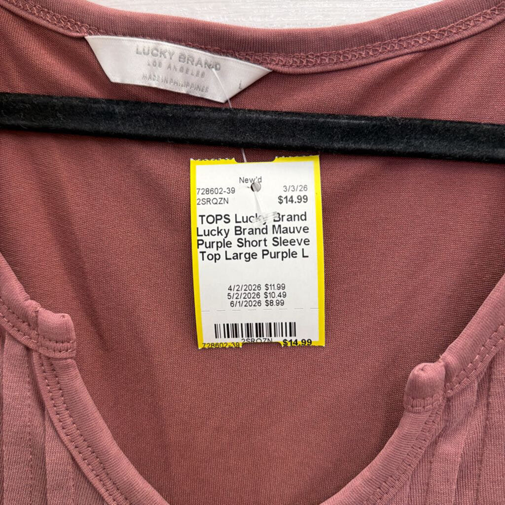 Lucky Brand Mauve Purple Short Sleeve Top Large