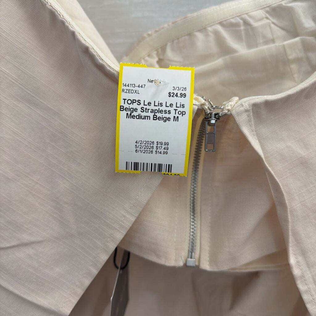 Le Lis Beige Strapless Top Medium