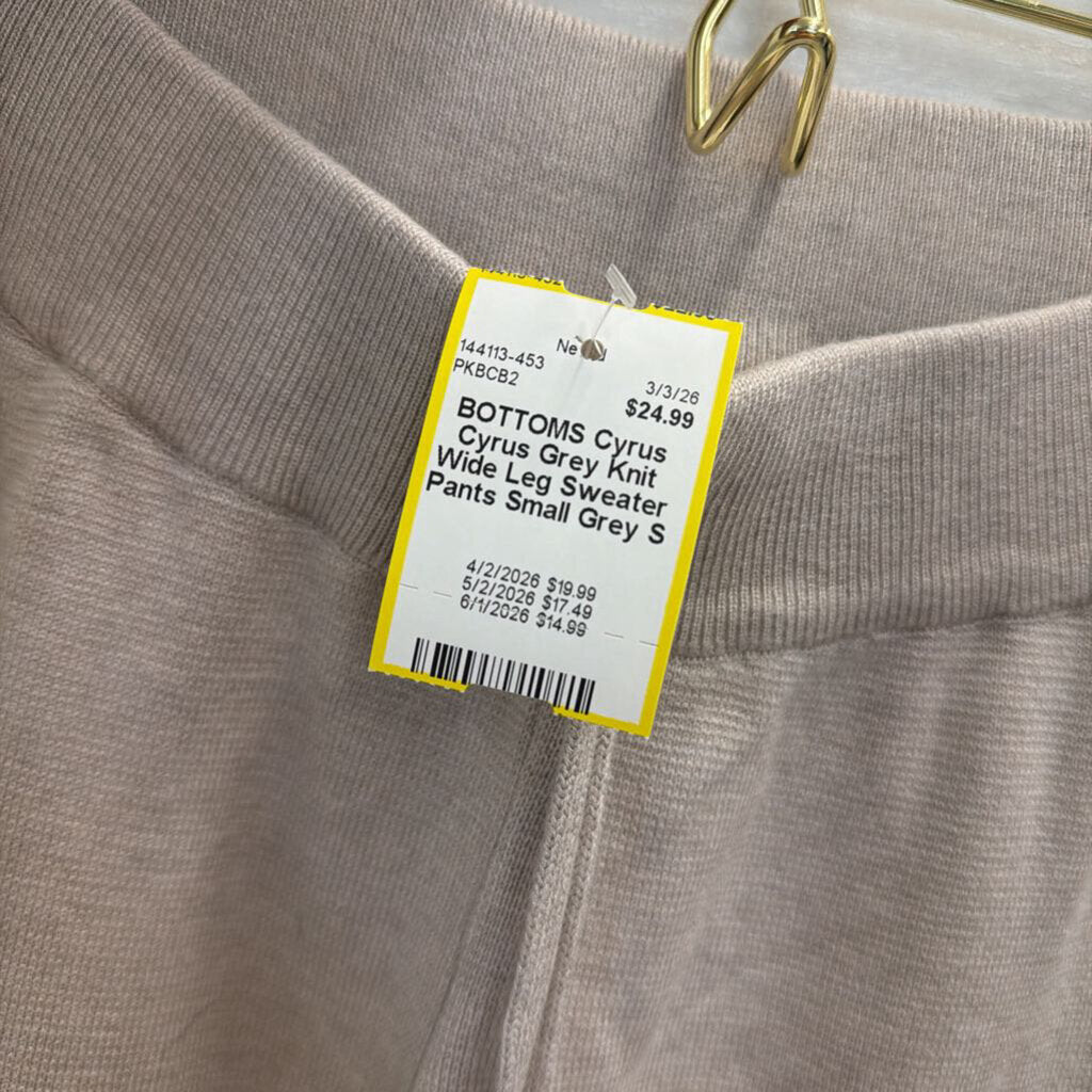 Cyrus Grey Knit Wide Leg Sweater Pants Small