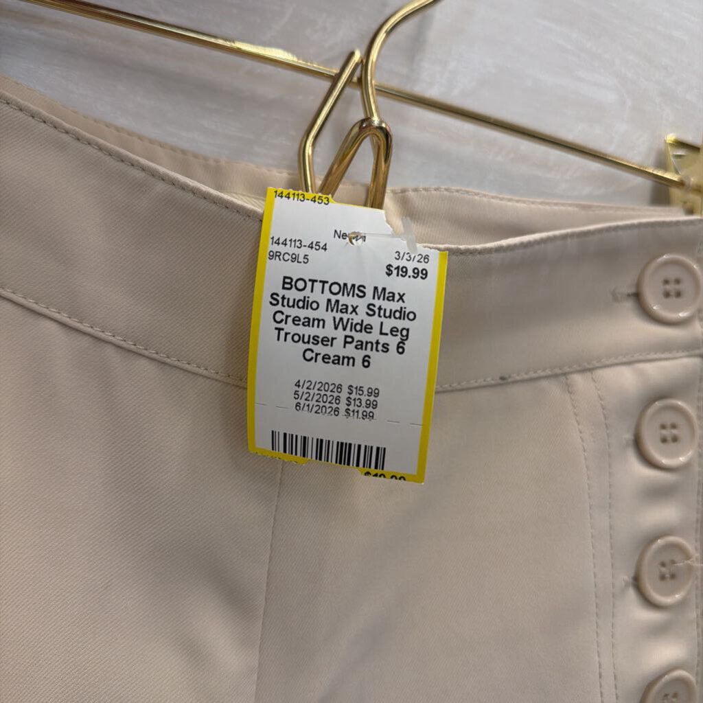Max Studio Cream Wide Leg Trouser Pants 6