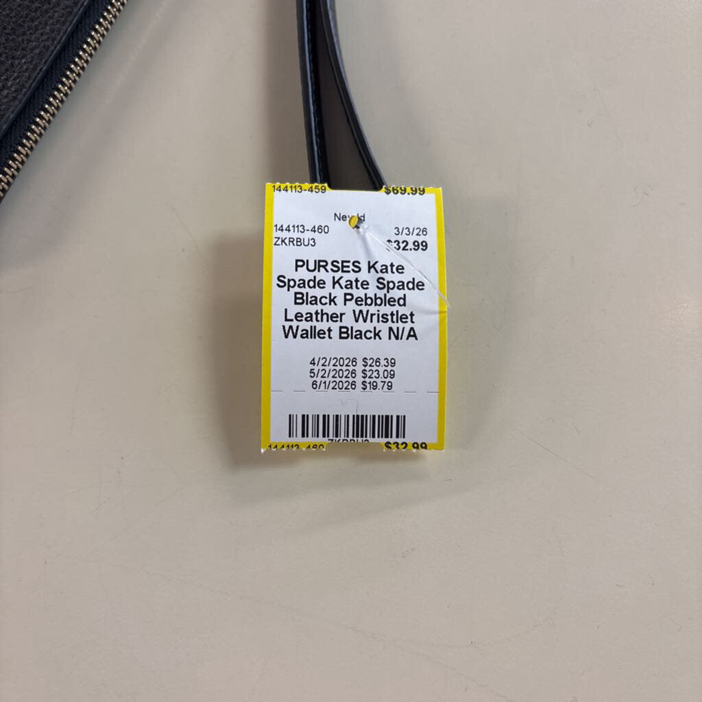 Kate Spade Black Pebbled Leather Wristlet Wallet