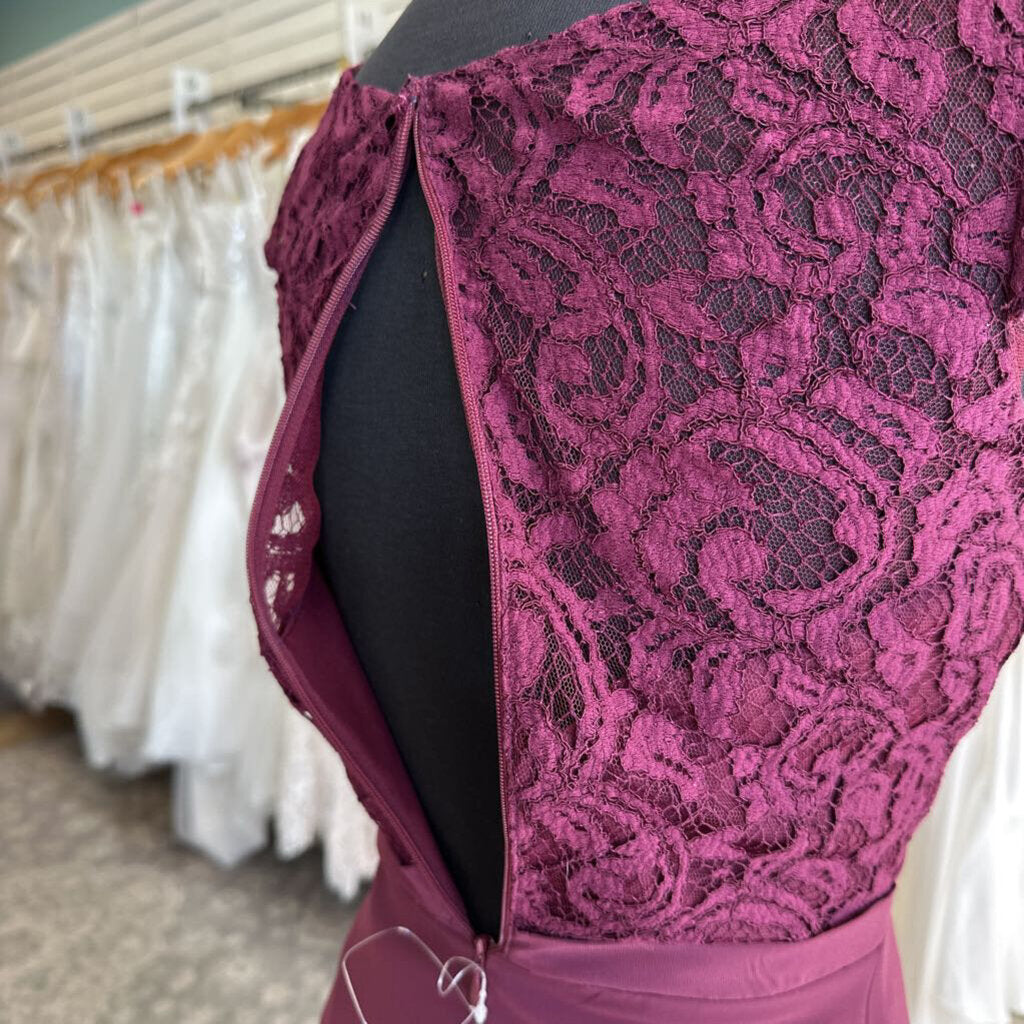 JB Burgundy Lace Top Long Formal Dress 00