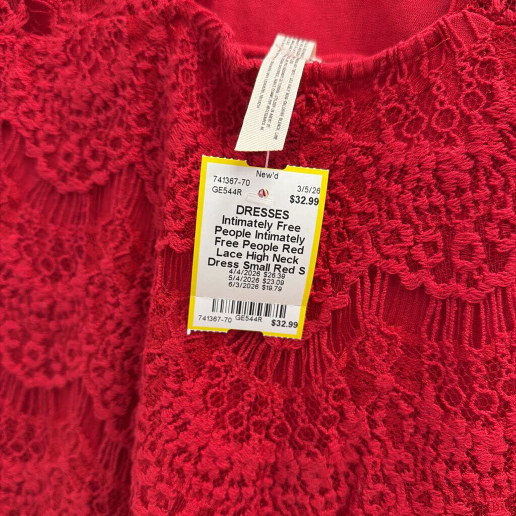 Intimately Free People Red Lace High Neck Dress Small