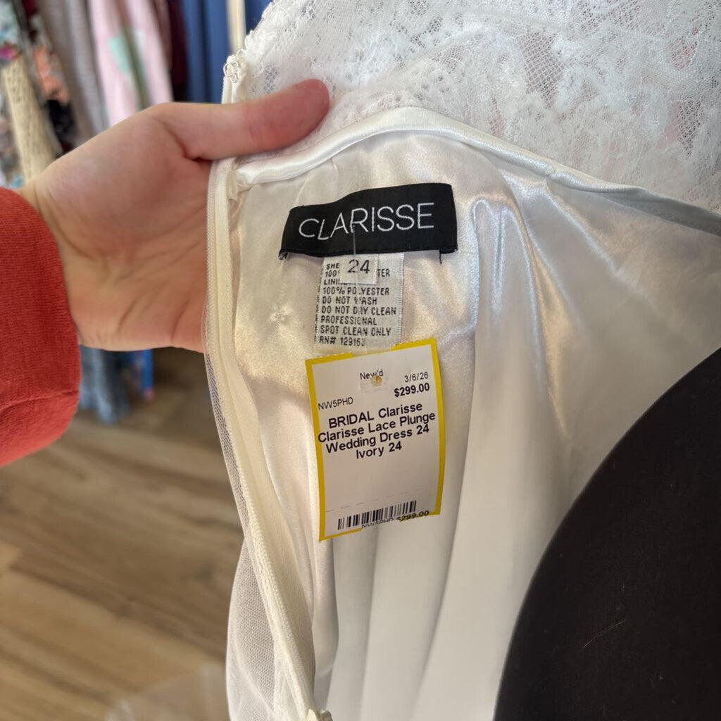 Clarisse Lace Plunge Wedding Dress 24