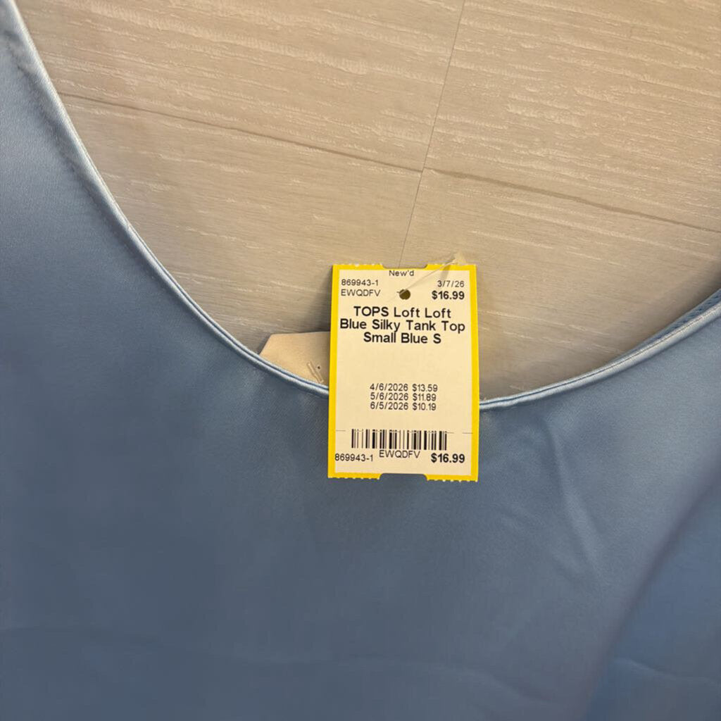 Loft Blue Silky Tank Top Small