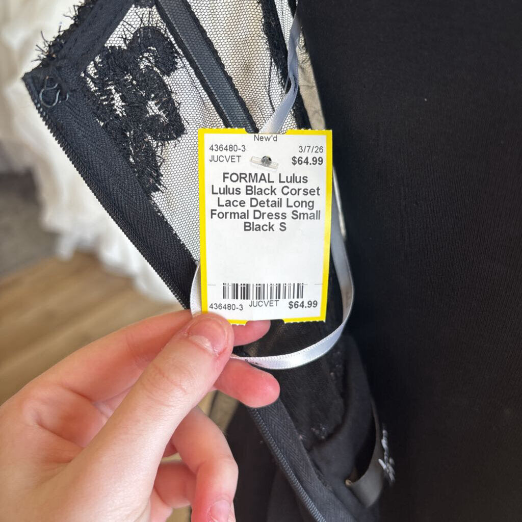 Lulus Black Corset Lace Detail Long Formal Dress Small