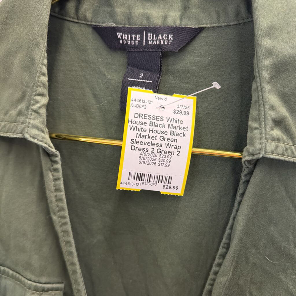 White House Black Market Green Sleeveless Wrap Dress 2