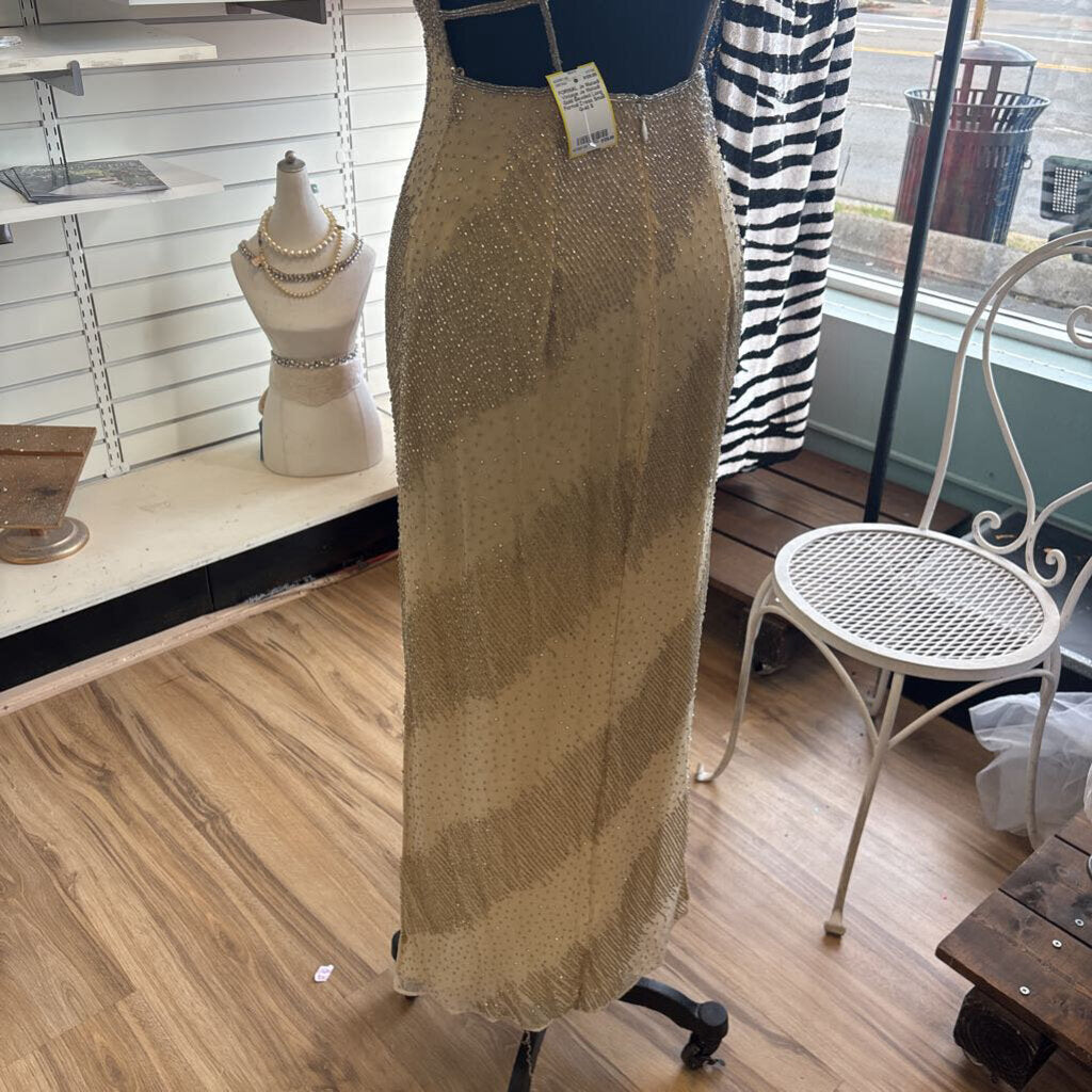 Vintage Je Matadi Gold Beaded Long Formal Dress Small