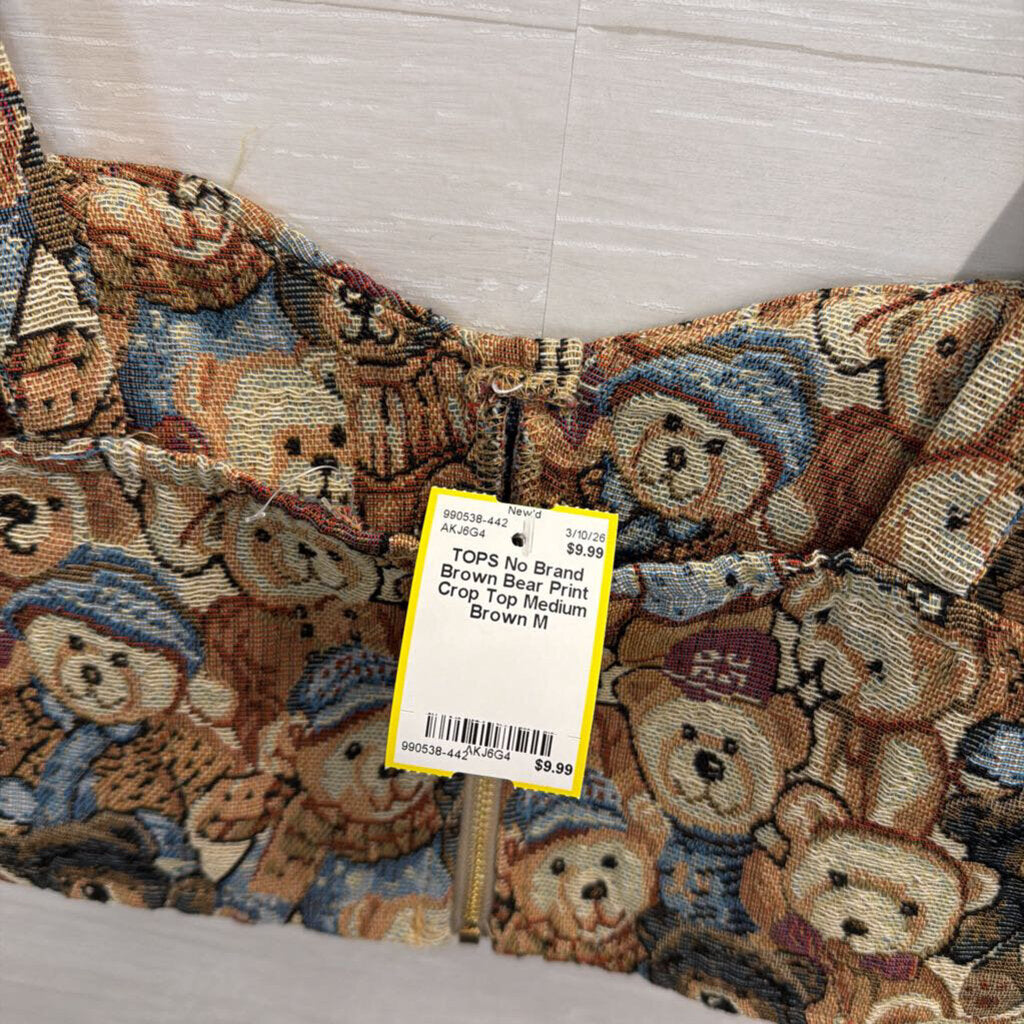 Brown Bear Print Crop Top Medium