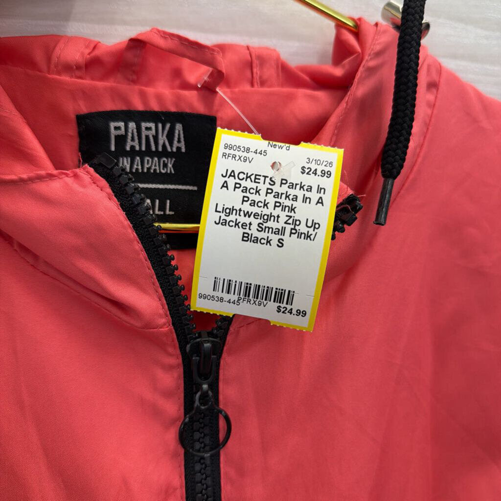 Parka In A Pack Pink Lightweight Zip Up Jacket Small