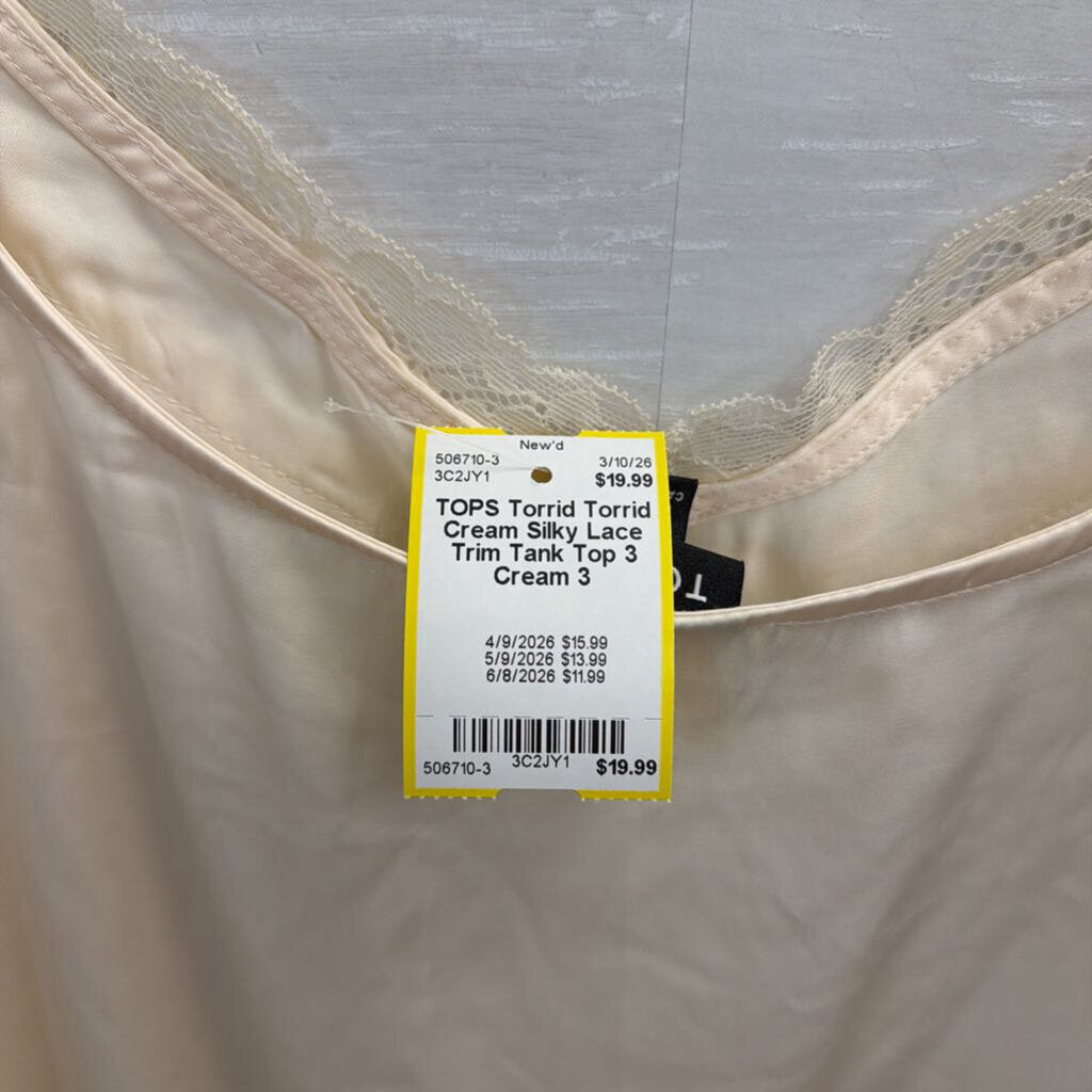 Torrid Cream Silky Lace Trim Tank Top 3