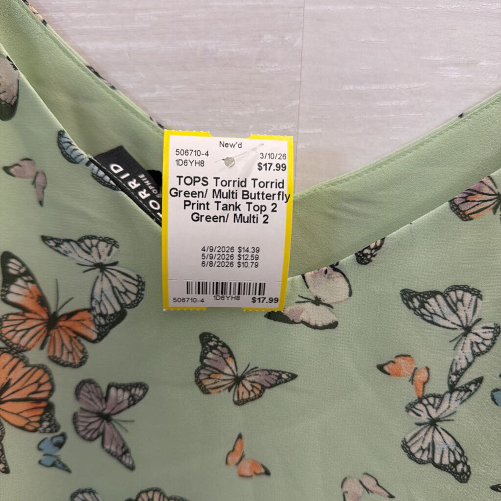 Torrid Green/ Multi Butterfly Print Tank Top 2
