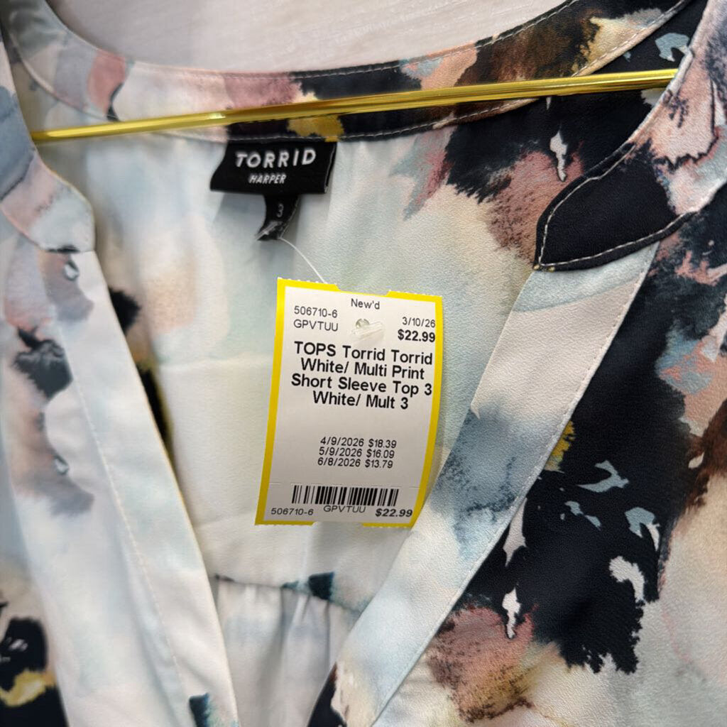 Torrid White/ Multi Print Short Sleeve Top 3