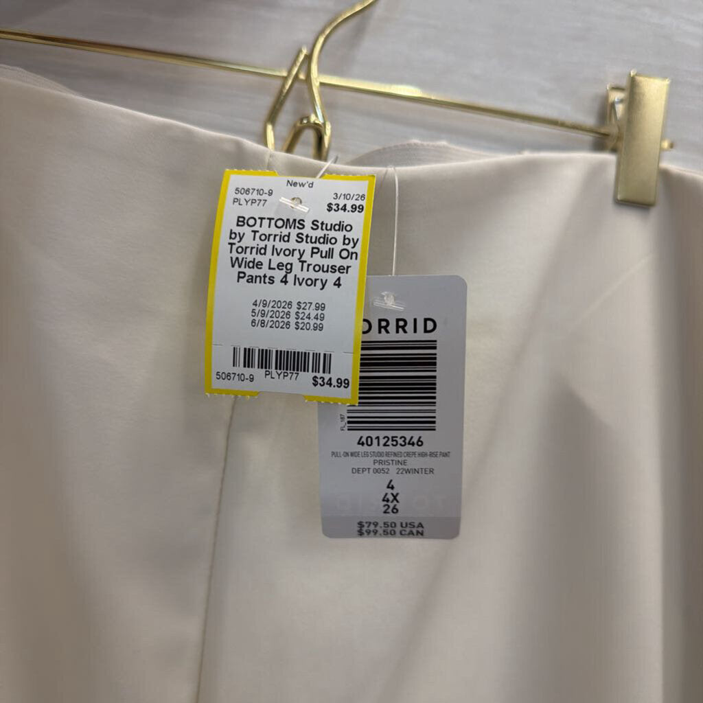 Studio by Torrid Ivory Pull On Wide Leg Trouser Pants 4