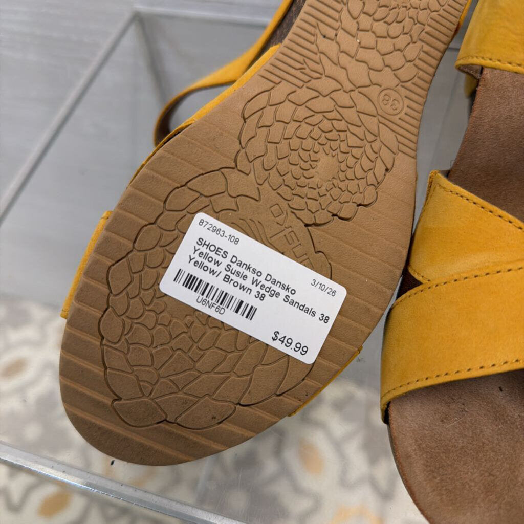 Dansko Yellow Susie Wedge Sandals 38
