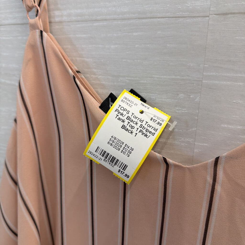 Torrid Pink/ Black Striped Tank Top 1