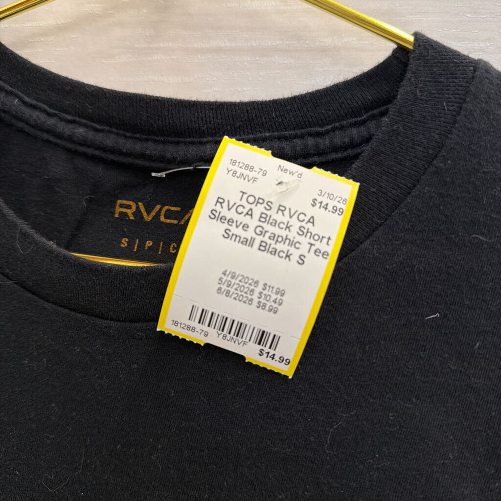 RVCA Black Short Sleeve Graphic Tee Small