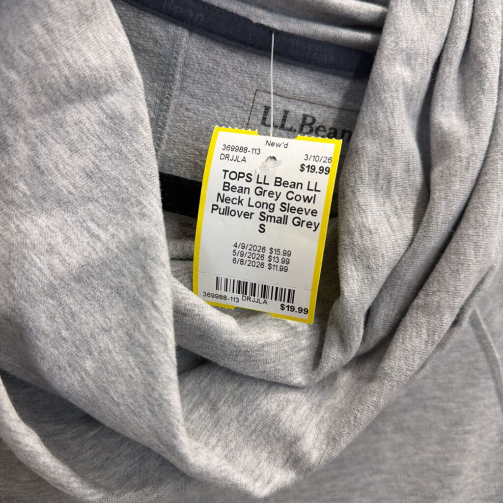 LL Bean Grey Cowl Neck Long Sleeve Pullover Small