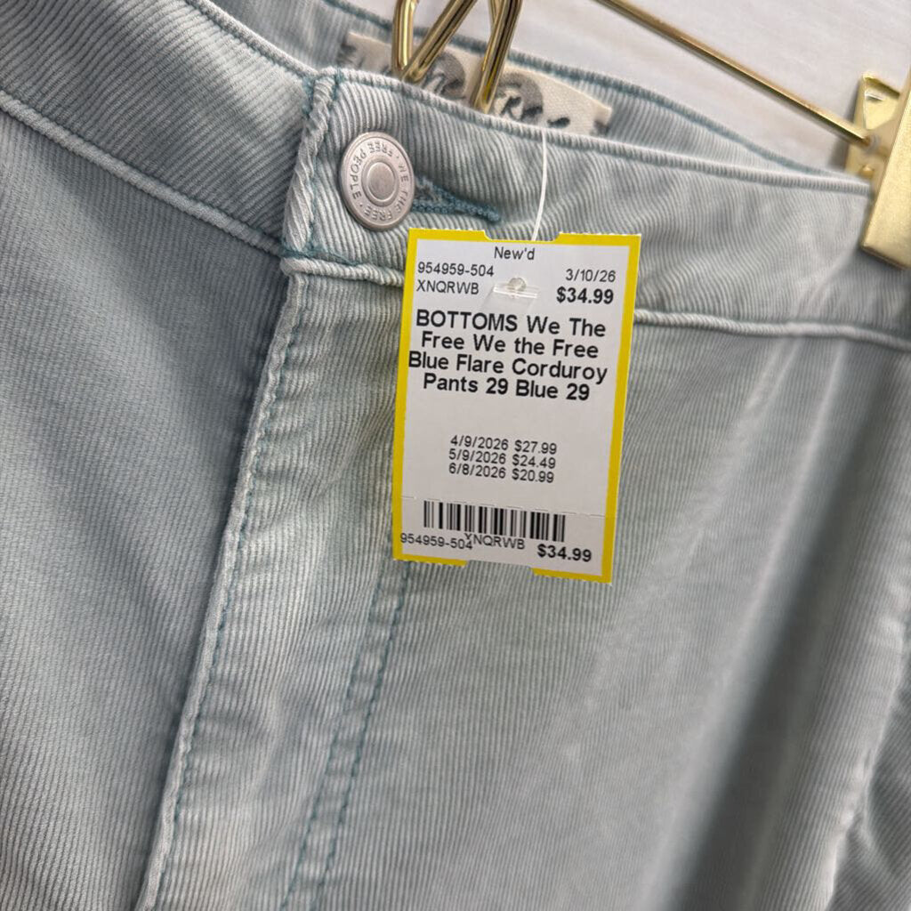 We the Free Blue Flare Corduroy Pants 29