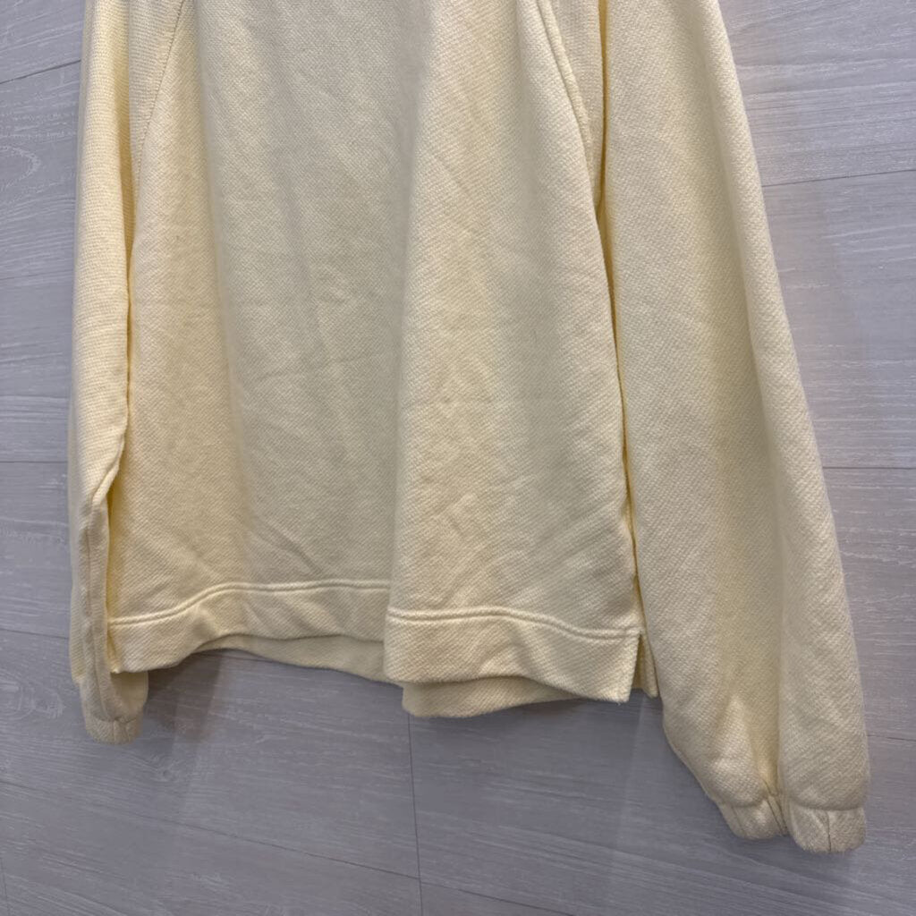 Aerie Yellow Textured Oversized Lace Up Detail Long Sleeve Top Medium