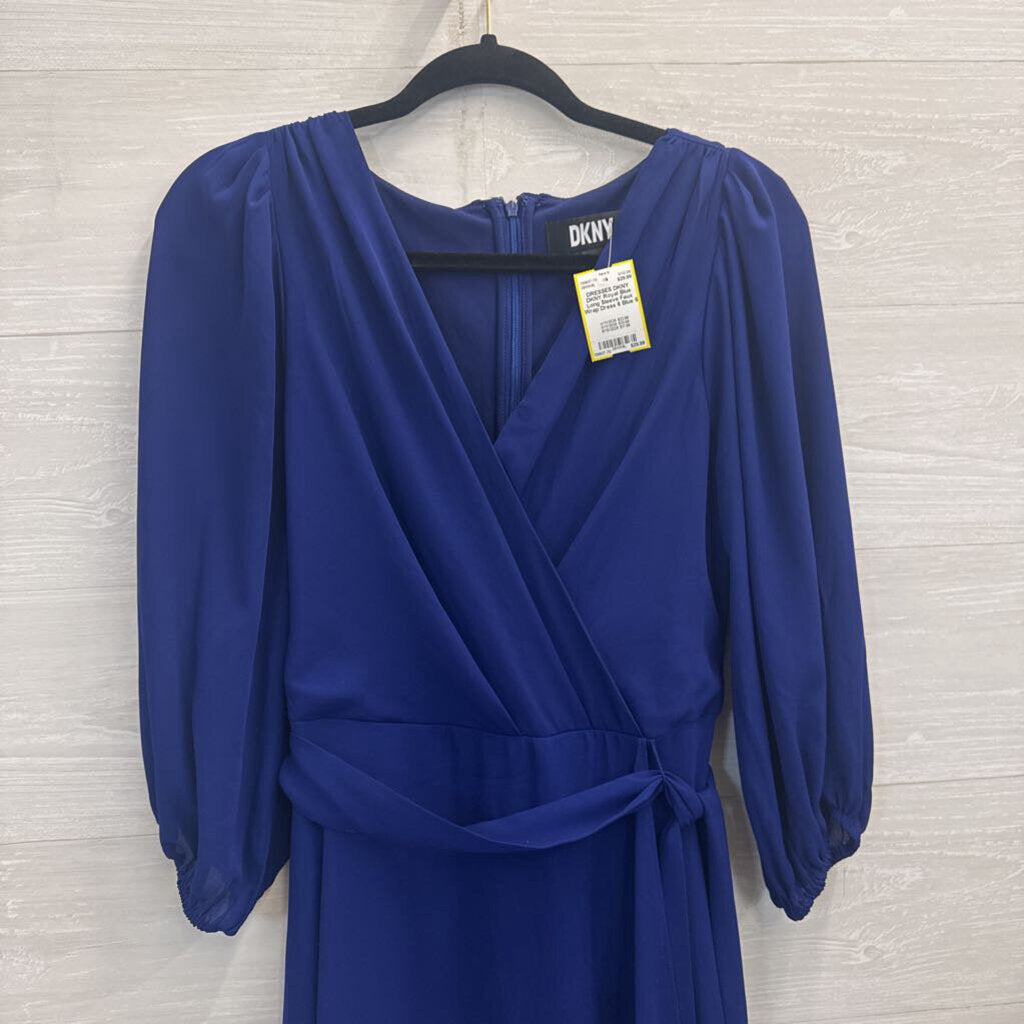 DKNY Royal Blue Long Sleeve Faux Wrap Dress 6 newdsalem DKNY Royal Blue Long Sleeve Faux Wrap Dress 6 newdsalem