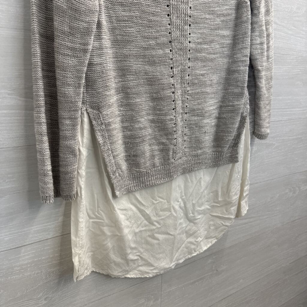 Moth Grey/ White Knit Layered Top Medium