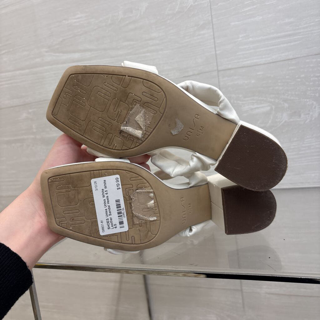 Unisa White Leather Sandal Heels 6.5