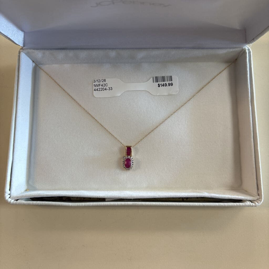 Gold/ Ruby/ Diamond Pendant Necklace