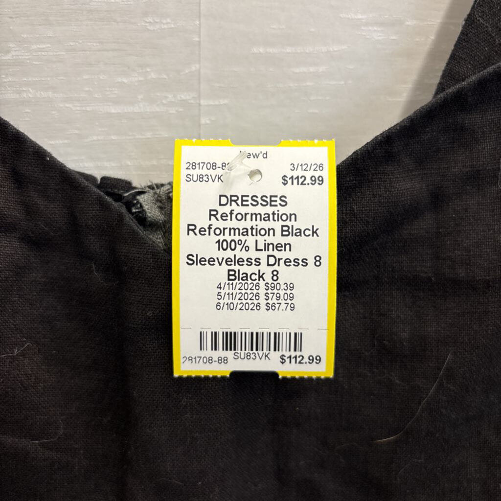 Reformation Black 100% Linen Sleeveless Dress 8