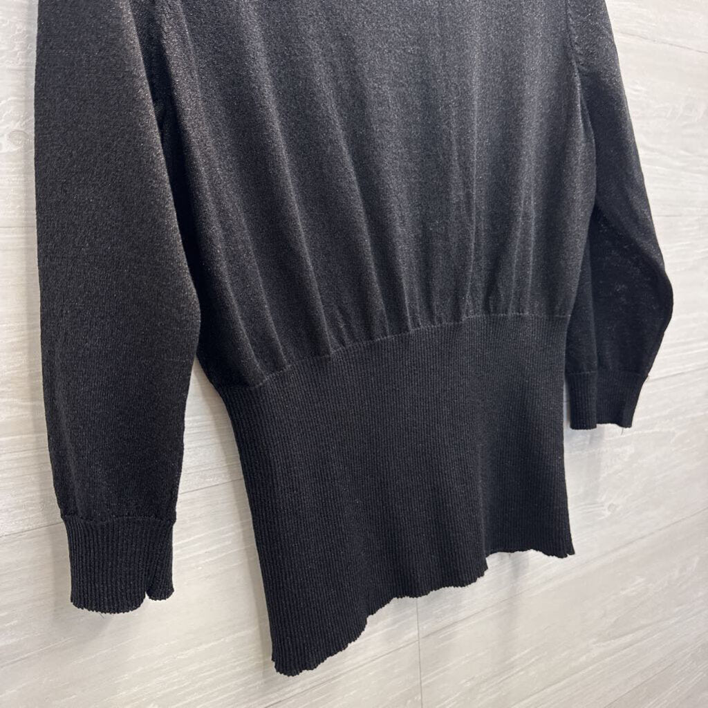 B Moss Black Shimmer Knit Long Sleeve Top Extra Large