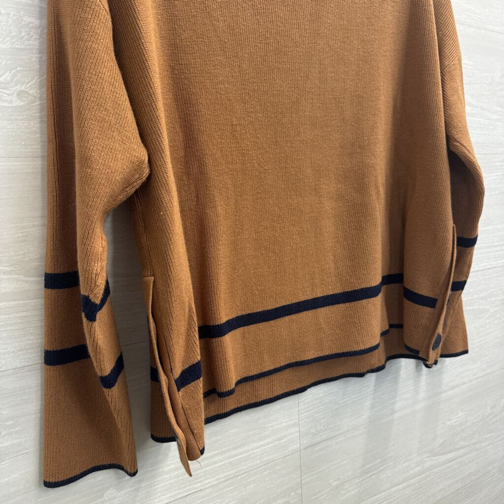 Adrianna Papell Brown/ Black Stripe Detail Sweater Top Small
