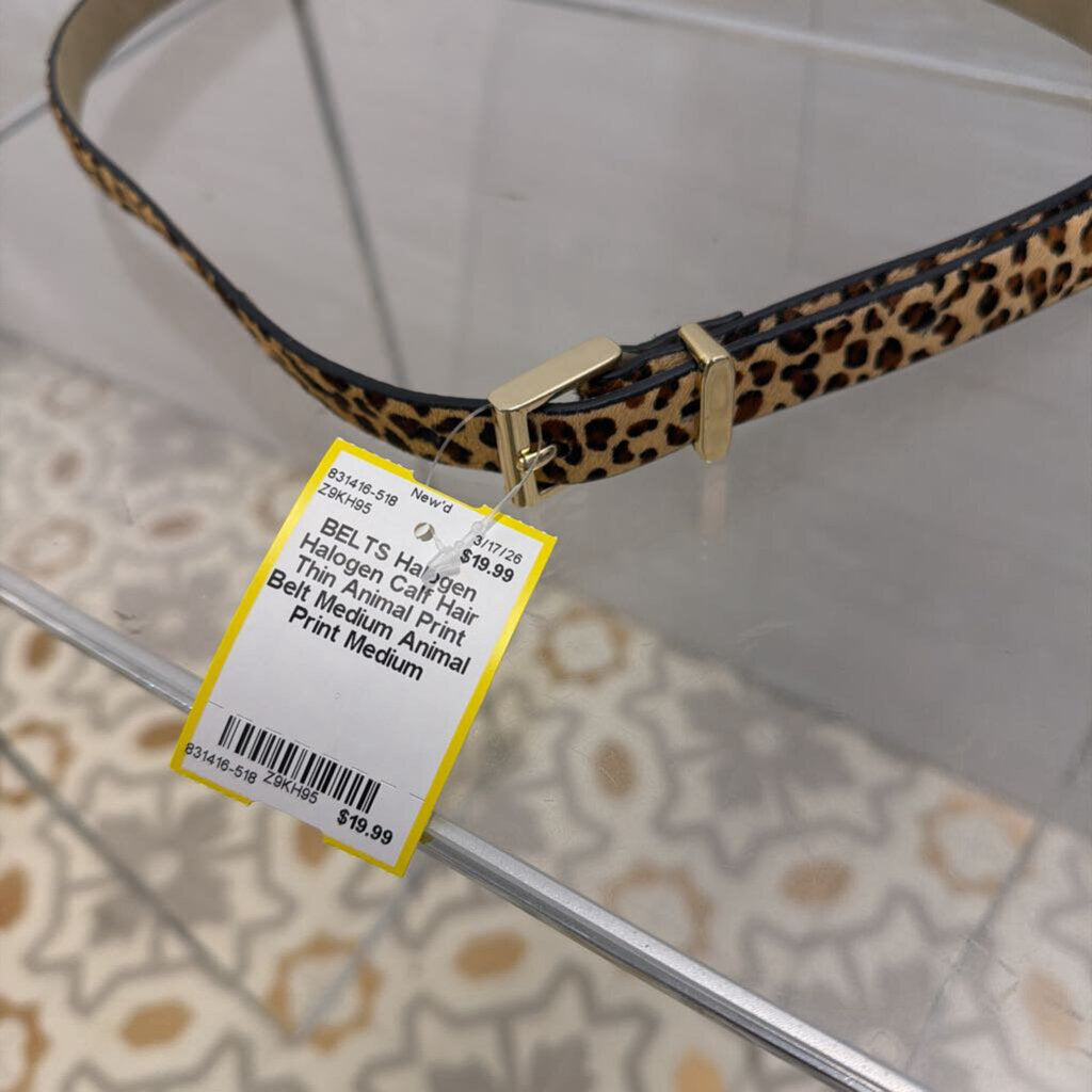 Halogen Calf Hair Thin Animal Print Belt Medium