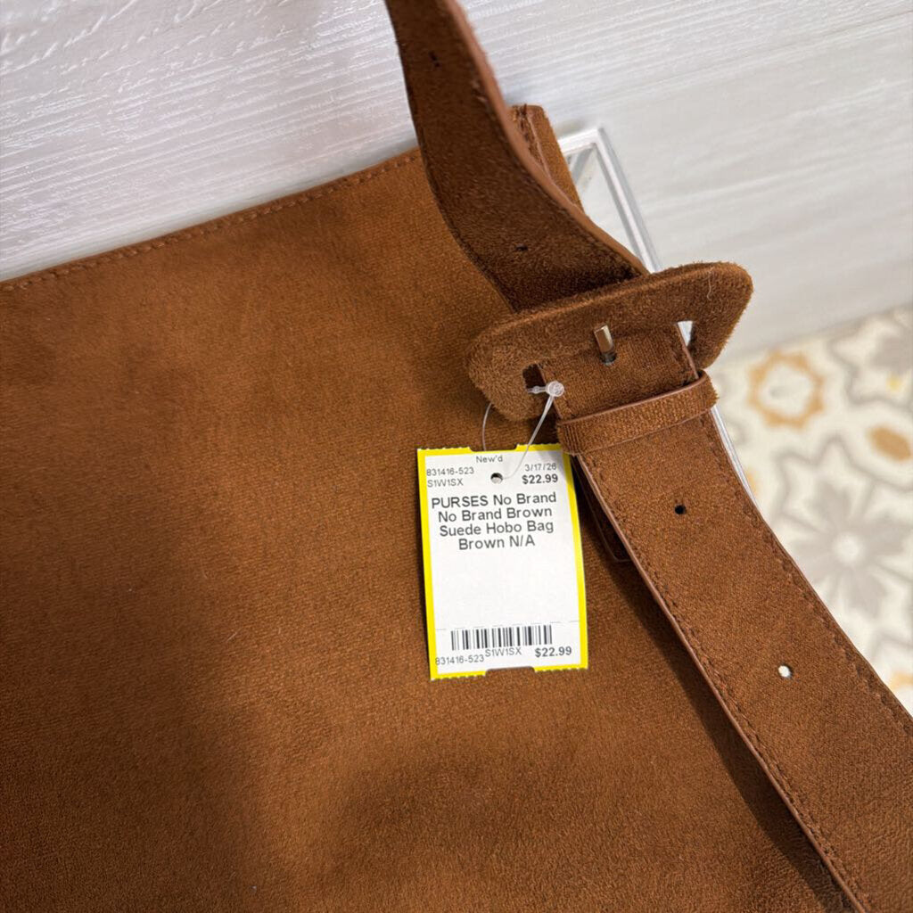 No Brand Brown Suede Hobo Bag