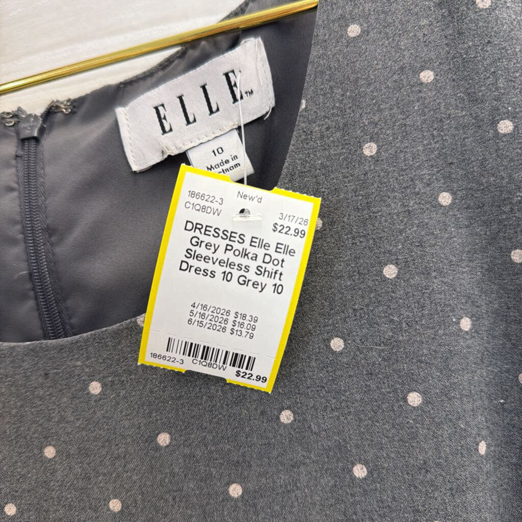 Elle Grey Polka Dot Sleeveless Shift Dress 10