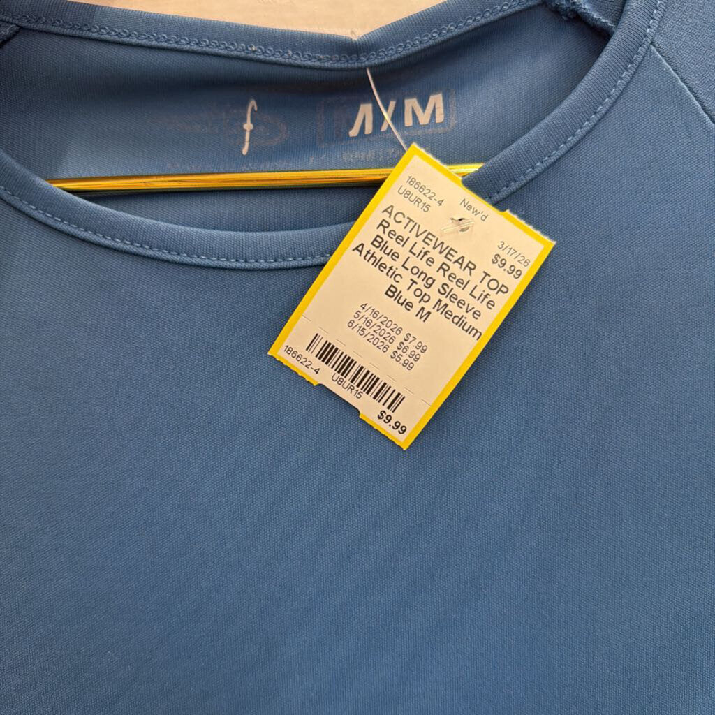Reel Life Blue Long Sleeve Athletic Top Medium