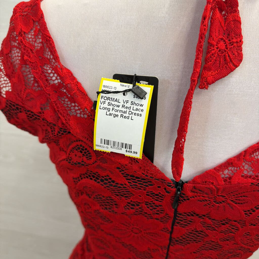 VF Show Red Lace Long Formal Dress Large