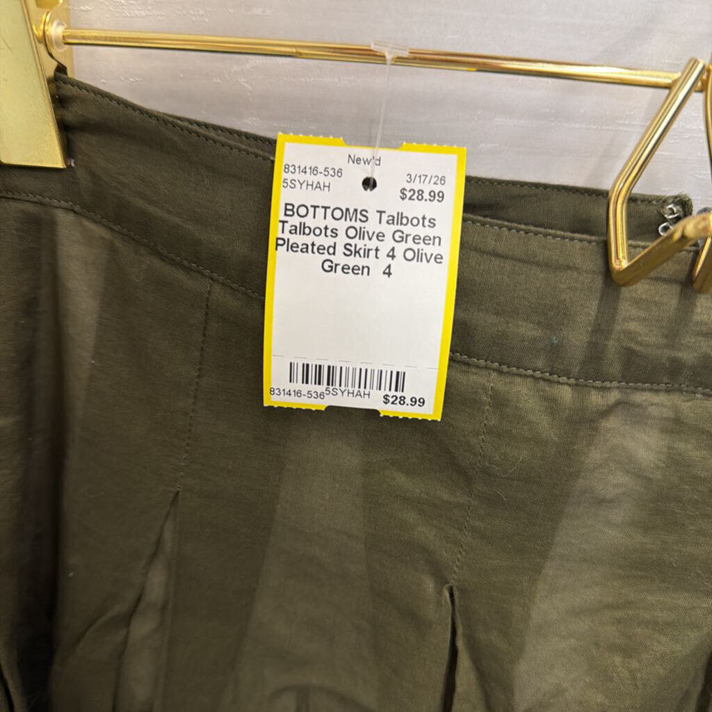 Talbots Olive Green Pleated Skirt 4