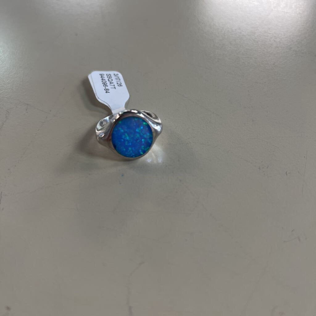 Sterling Silver Lab Created Opal Ring Size 7