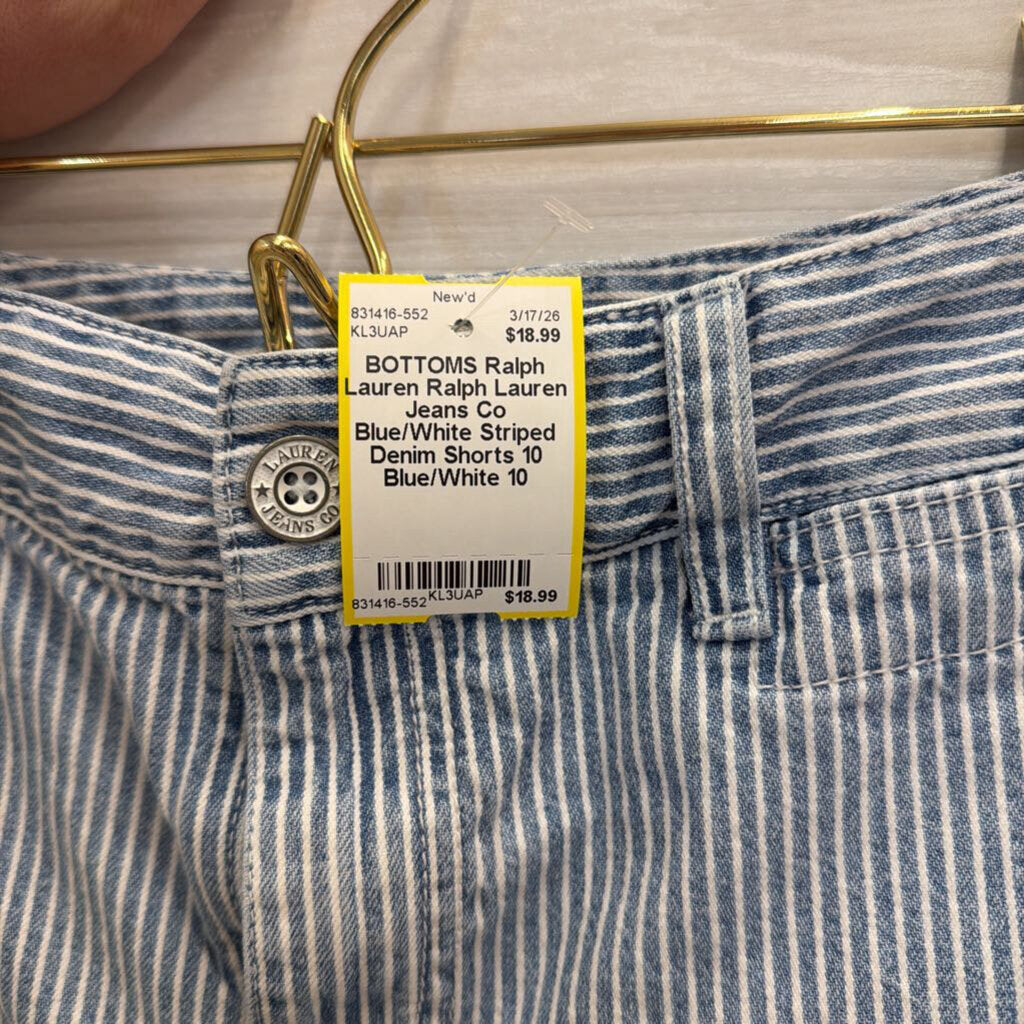 Ralph Lauren Jeans Co Blue/White Striped Denim Shorts 10