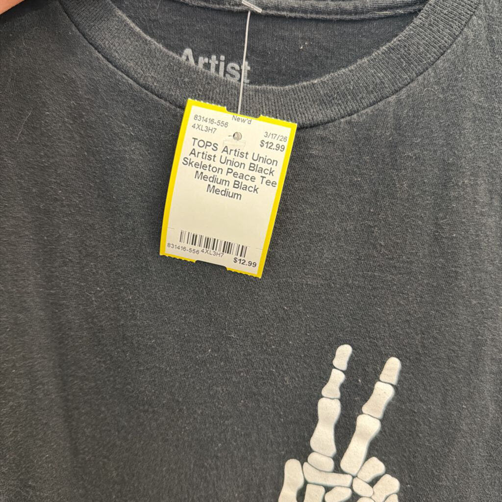 Artist Union Black Skeleton Peace Tee Medium