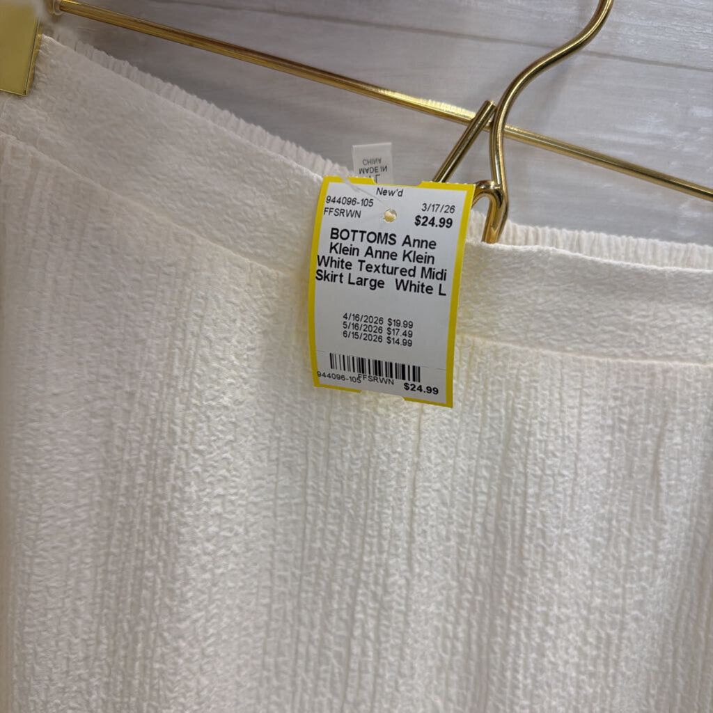 Anne Klein White Textured Midi Skirt Large