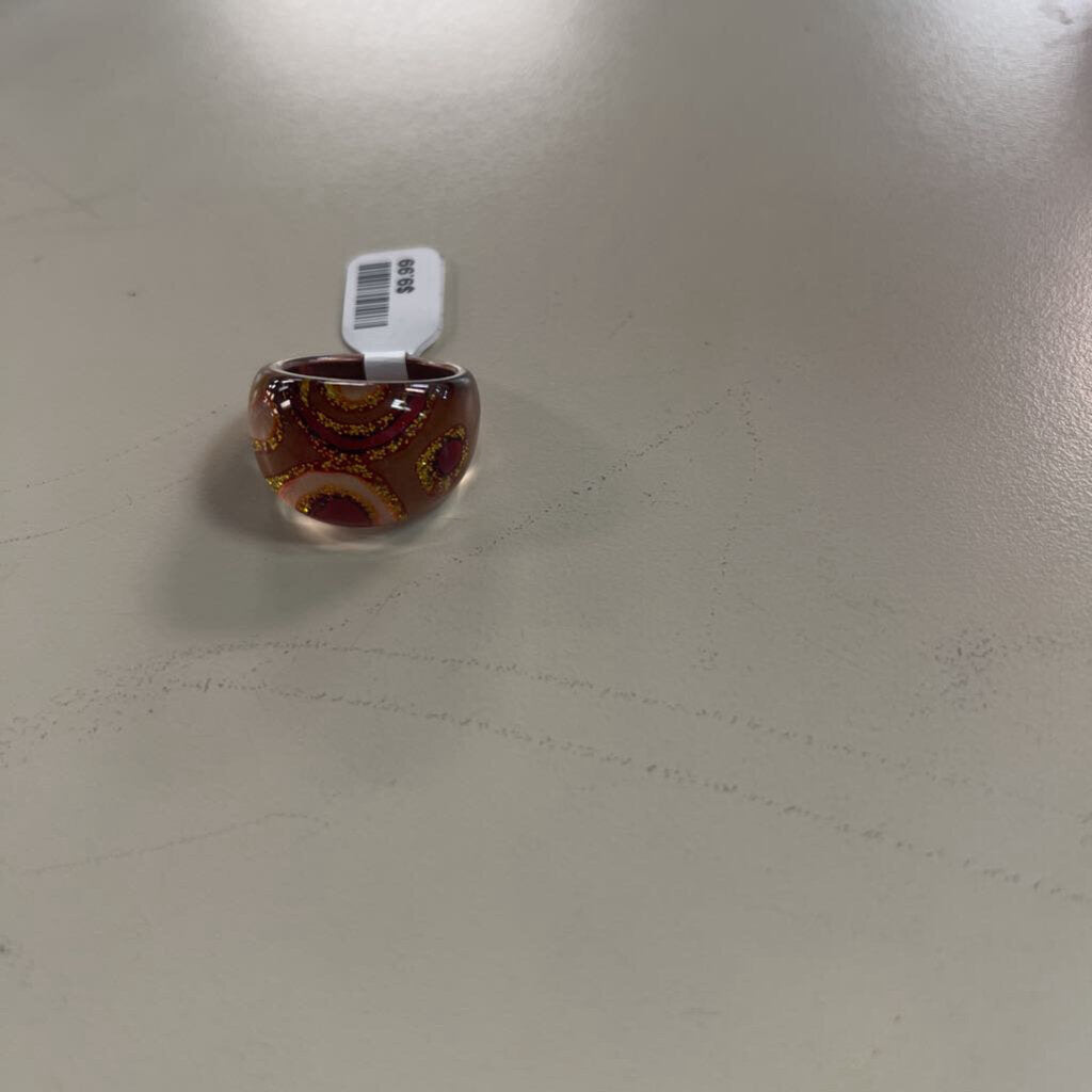 Brown Acrylic Dome Ring Size 8