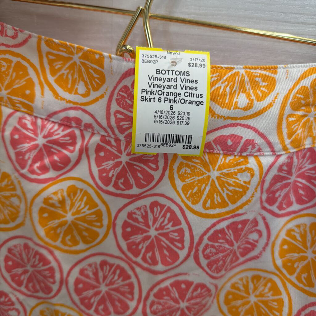 Vineyard Vines Pink/Orange Citrus Skirt 6