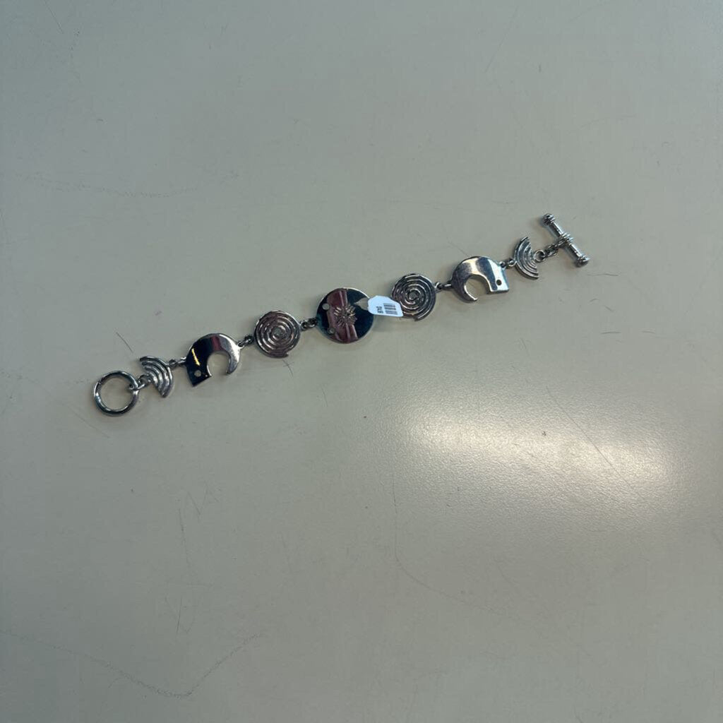 Silver Toned Spiral Toggle Bracelet