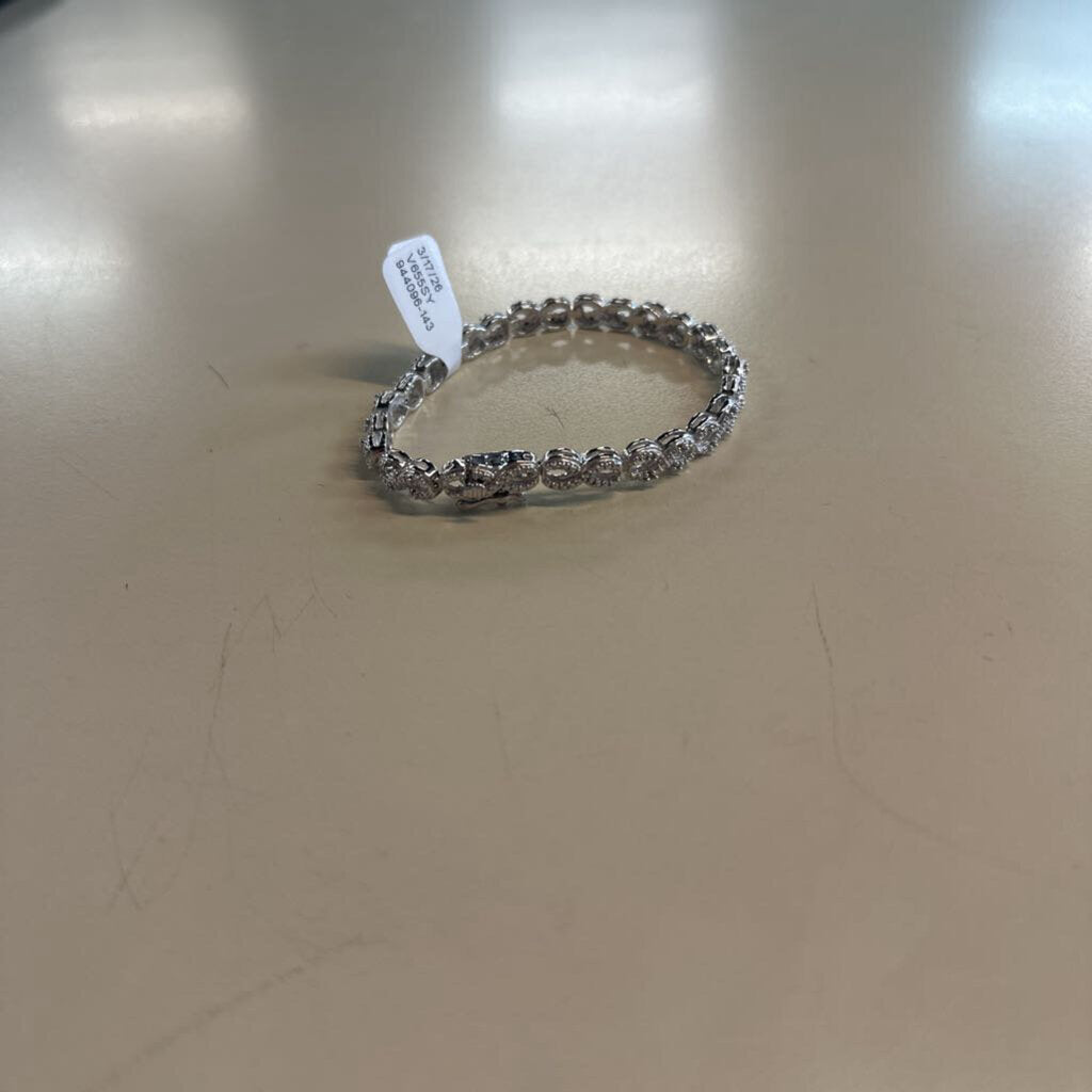 Silver Toned Infinity CZ Stone Bracelet