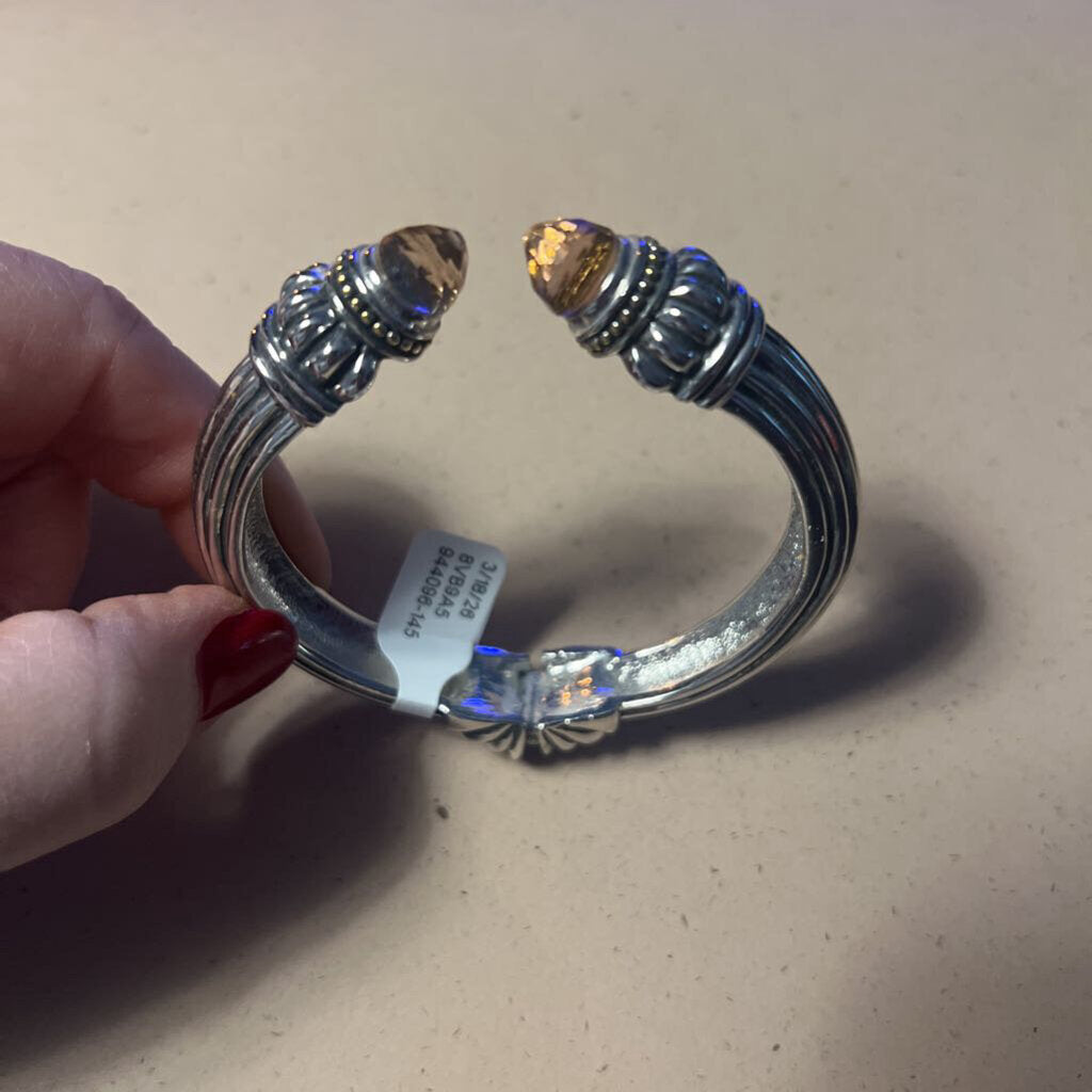 Silver Toned David Yurman Inspired Cuff Bracelet