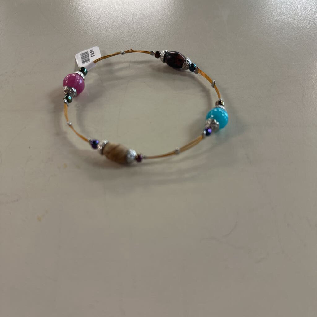 Multi Colored Bead Wire Bracelet