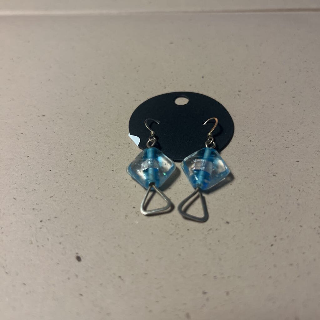 Handcrafted Blue Stone Dangle Earrings