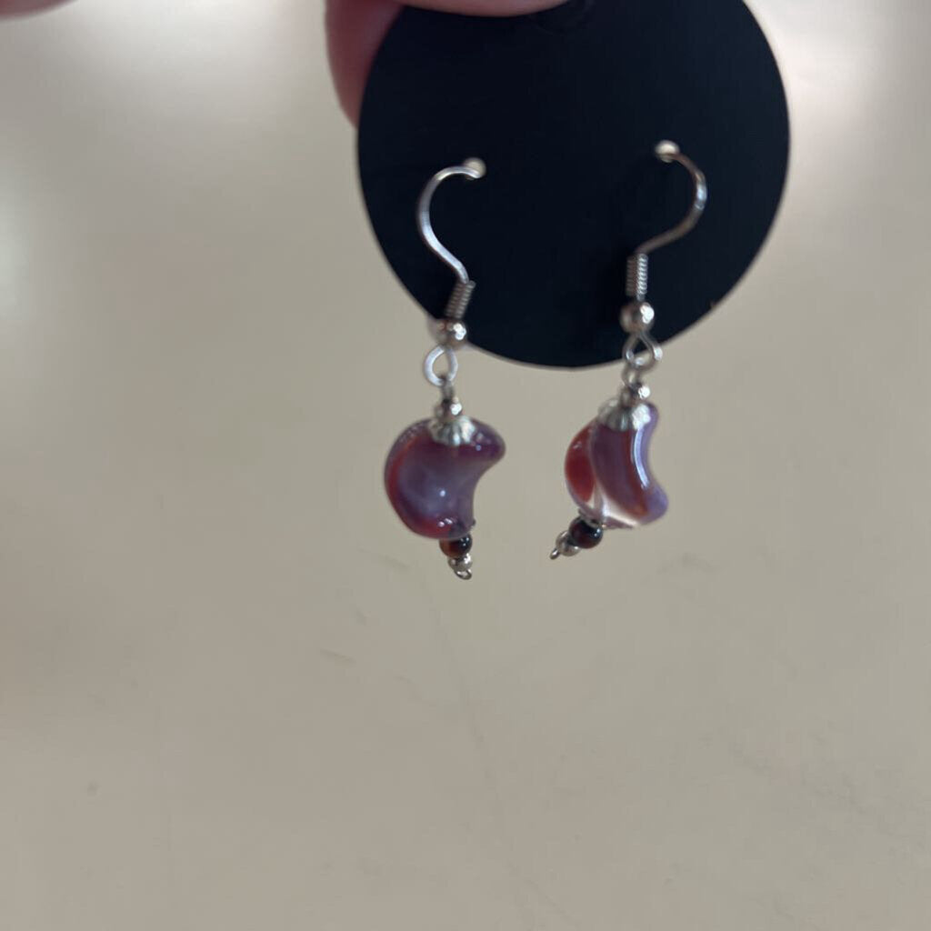 Handcrafted Purple Stone Earrings