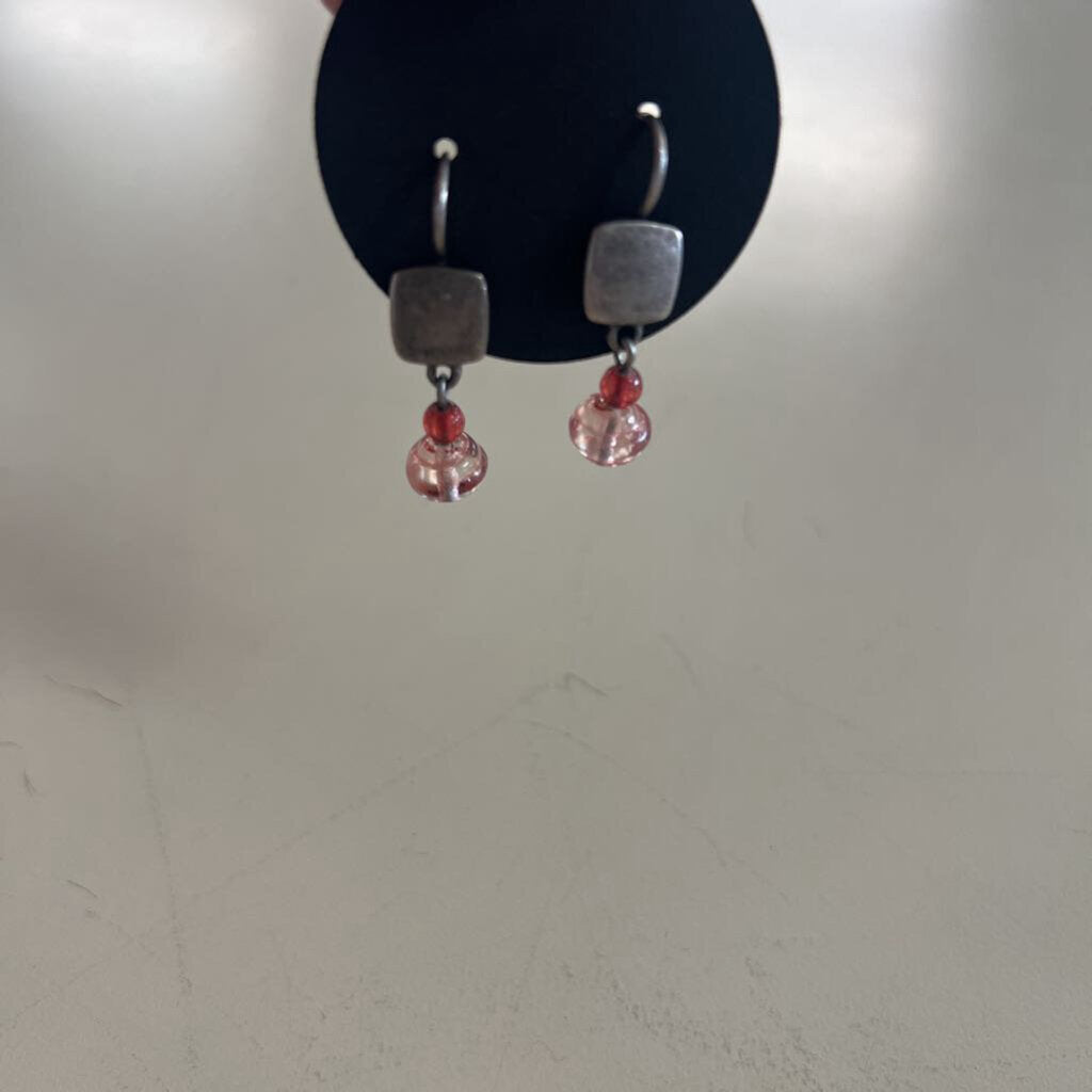 Handcrafted Pink Stone Dangle Earrings
